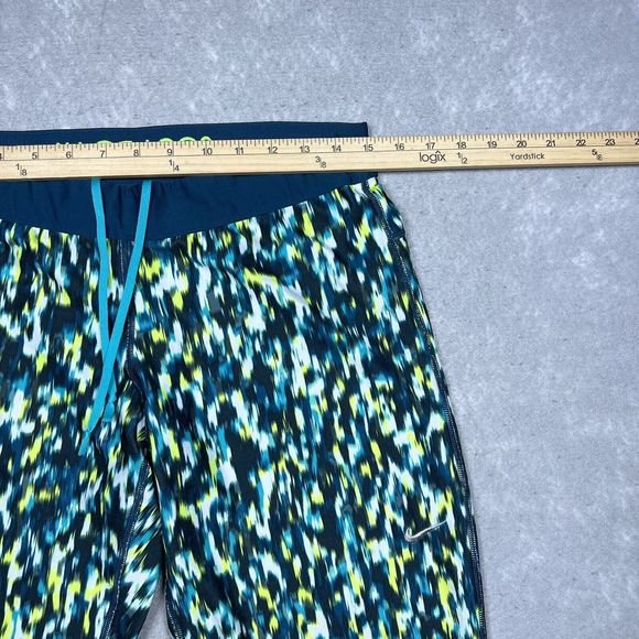 NIKE DRI-FIT RUNNING TIGHTS WOMEN’S XL GREEN RELAY PATTERNED CROP 627075-369 - Picture 6 of 13